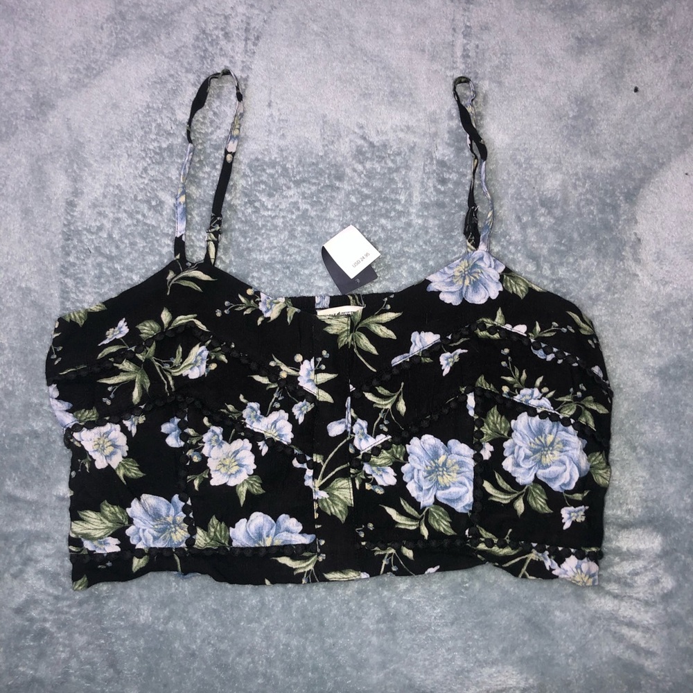 floral american eagle stretchy crop tank top